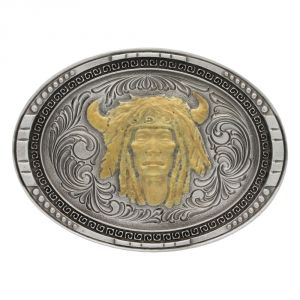 Montana Silversmiths Two-Tone Chieftain Portrait Classic Attitude Buckle (A481)